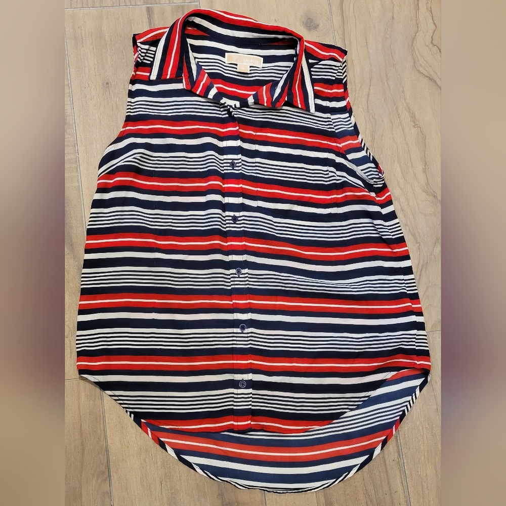 Michael Kors Striped Blouse Top Shortsleeves 12